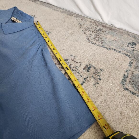 Tommy Bahama 100% Silk Mens Medium Light Blue Short Camp Shirt Woven Pattern - Picture 13 of 16